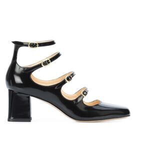 Marion Parke Suzy Mary Jane Black Patent Leather Block Heels Shoes EU 36.5 6 6.5
